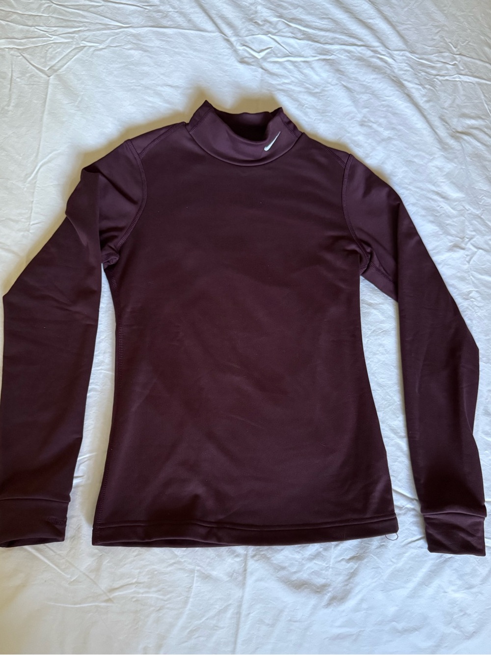 Nike FITDry Long Sleeve Mock Neck Fleece Top in Plum